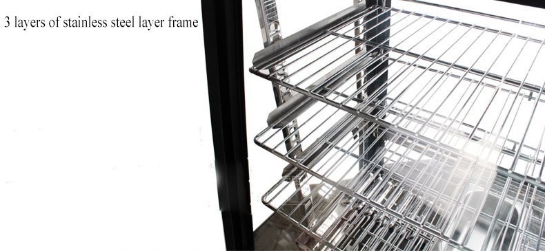 Electric Heating Cake Display Cabinet Counter Top 3-Layers Glass Food Warmer Showcase