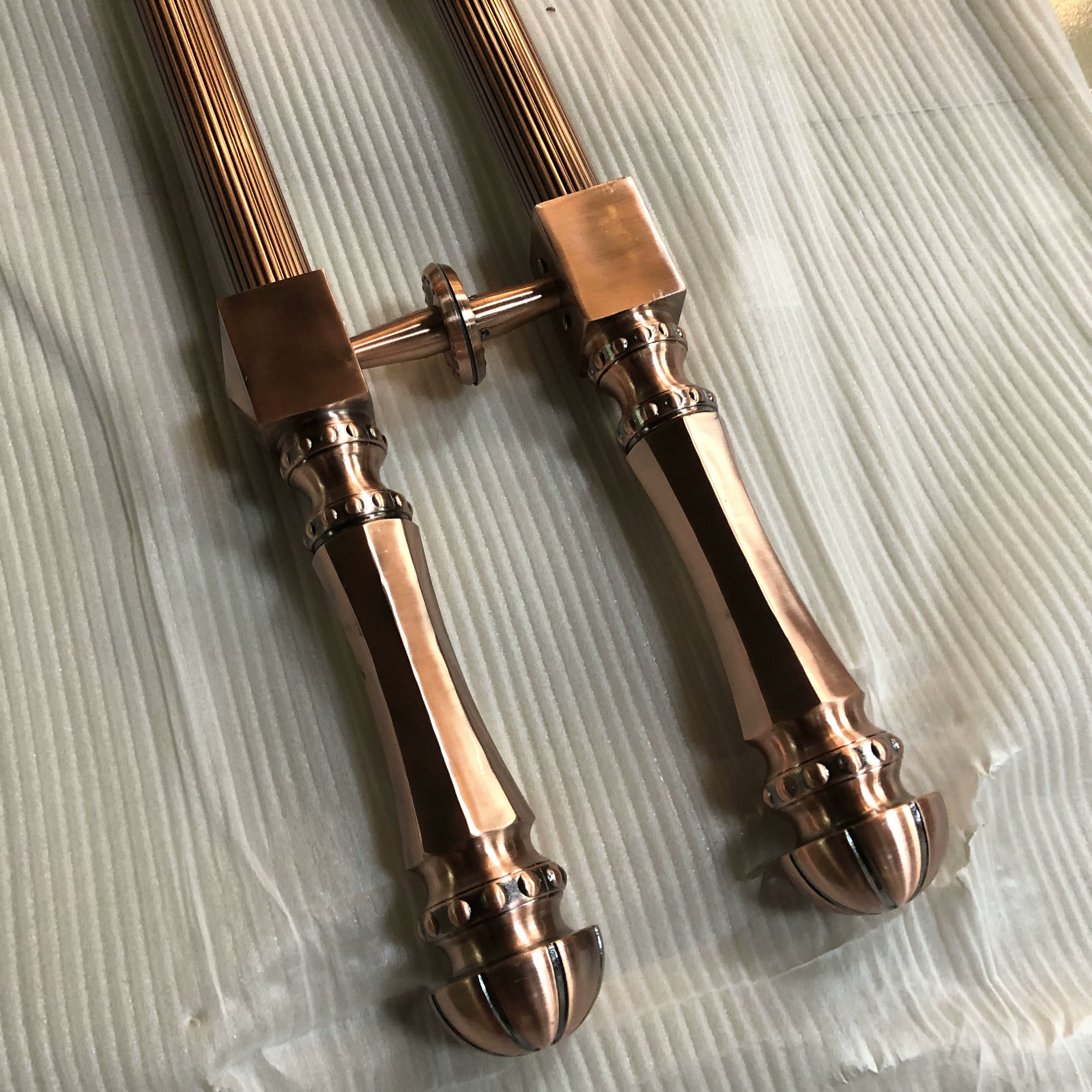 Door Window Handles for Luxurious Hotel Entrance Antique Copper Gate Pull Handles