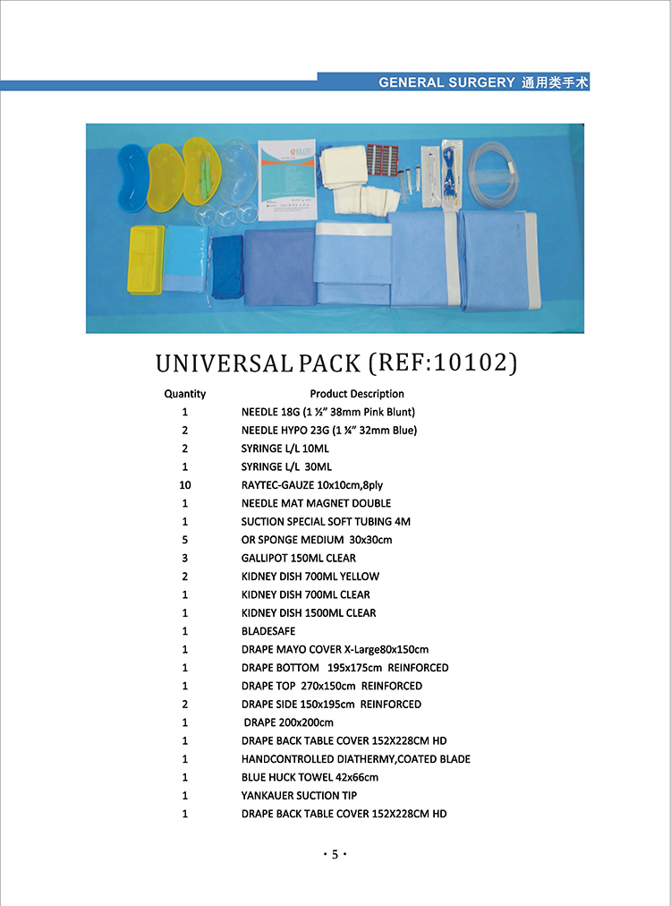 Medical disposable universal pack Sterile Angiography Set surgical instrument pack