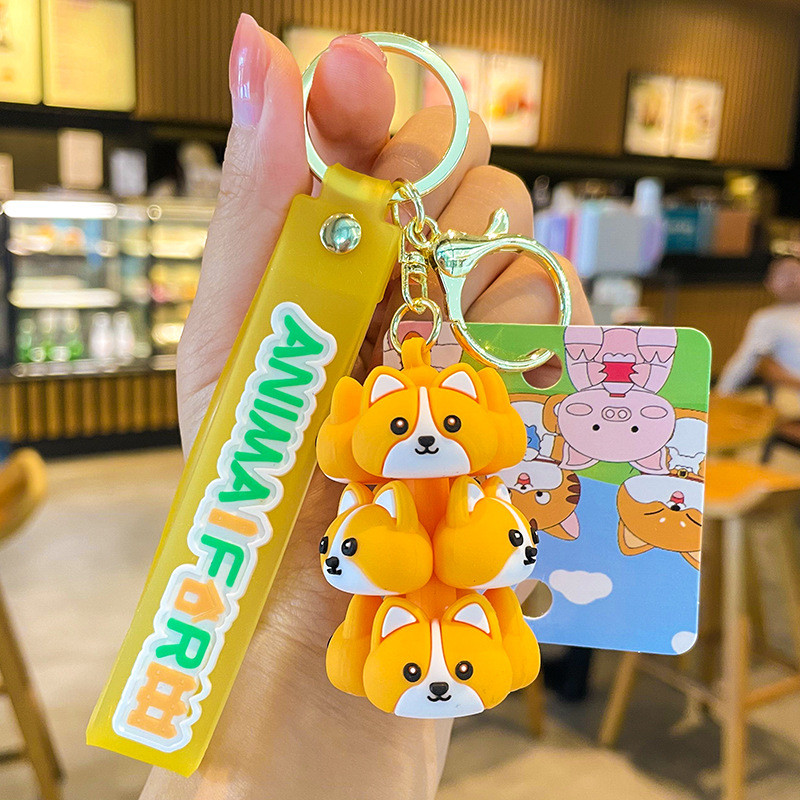 Animal Keychain Handbag Charms Kawaii Anime Keyring for Kids Boy Girl