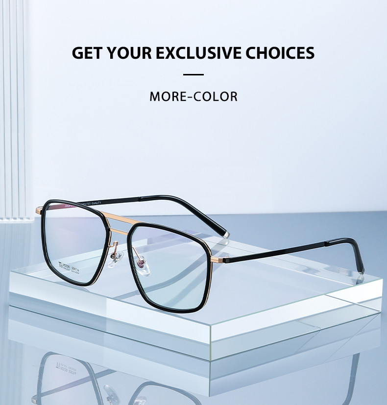 Clear Lens Acetate Titanium Glasses , Unisex Metal Frame Glasses OEM