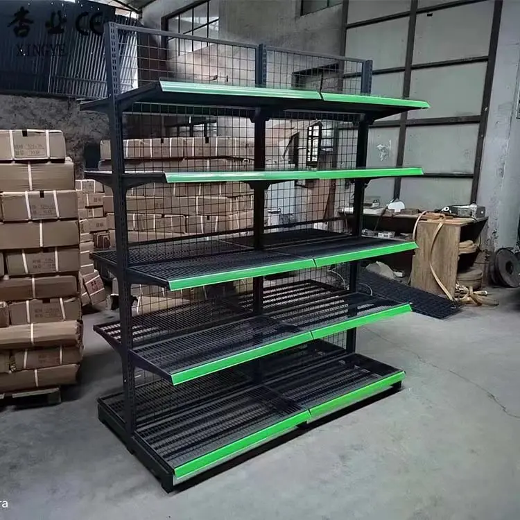 4 Layer Supermarket Display Rack Adjustable Shelf Height Removable