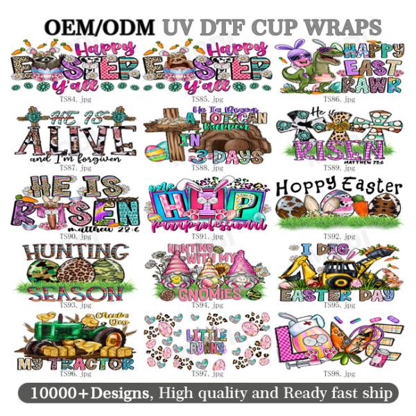 Custom Design 3D UV Dtf 16oz-24oz Cup Wraps Waterproof Transfer Stickers Decals