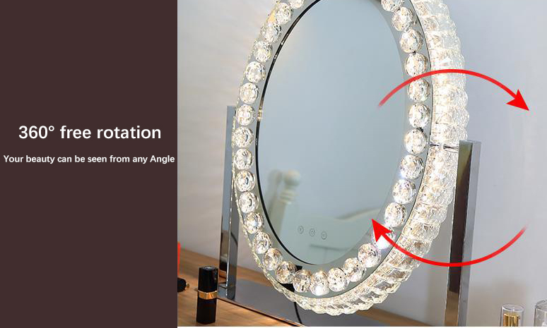 LED Light Up Makeup Mirror Crystal Vanity Mirror Hollywood Style