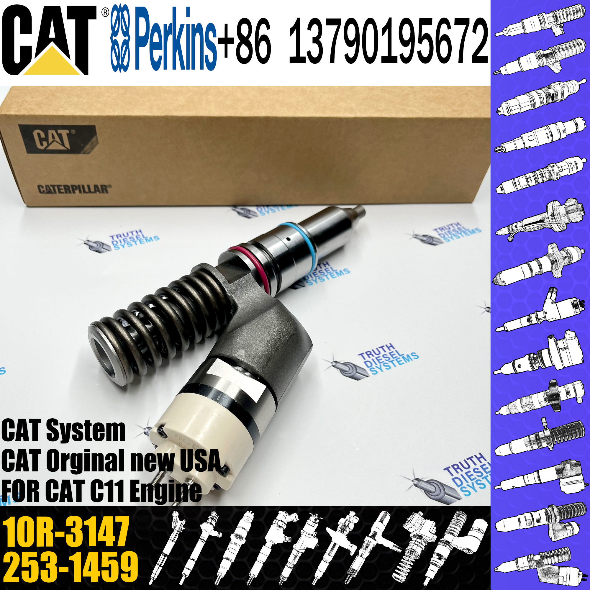 Cat Injectors C11 C13 Engine Fuel Injector 249-0712 10R-3147 10R-1305 249-0708 For Caterpillar Diesel Injector