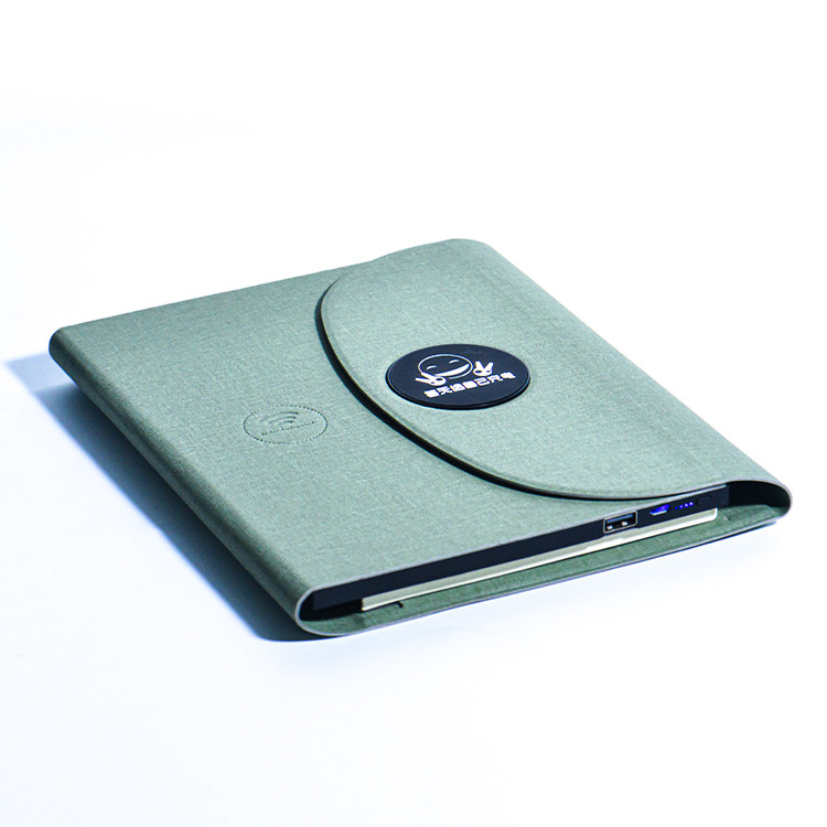 Luxurious Pu Leather Power Bank Notebook Multifunction Wireless Charging