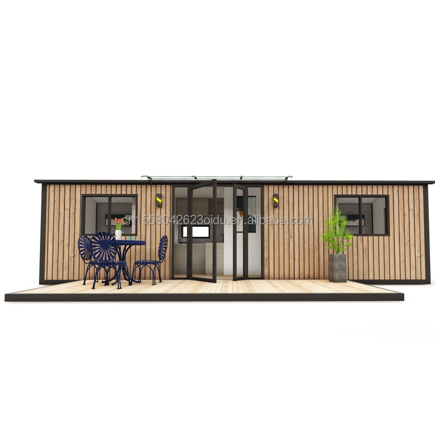 Customized Color Wooden Homes for Family Made of Steel Sandwich Panel and Galvanized Steel Square Tubes