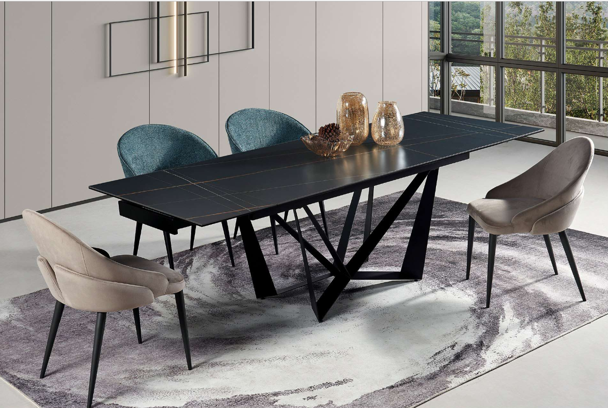 Factory Nordic Style Rock Top Panel Tables Extendable Dinner Table Foldable Rectangular 8 Seater Dining Tables Set Manufactures