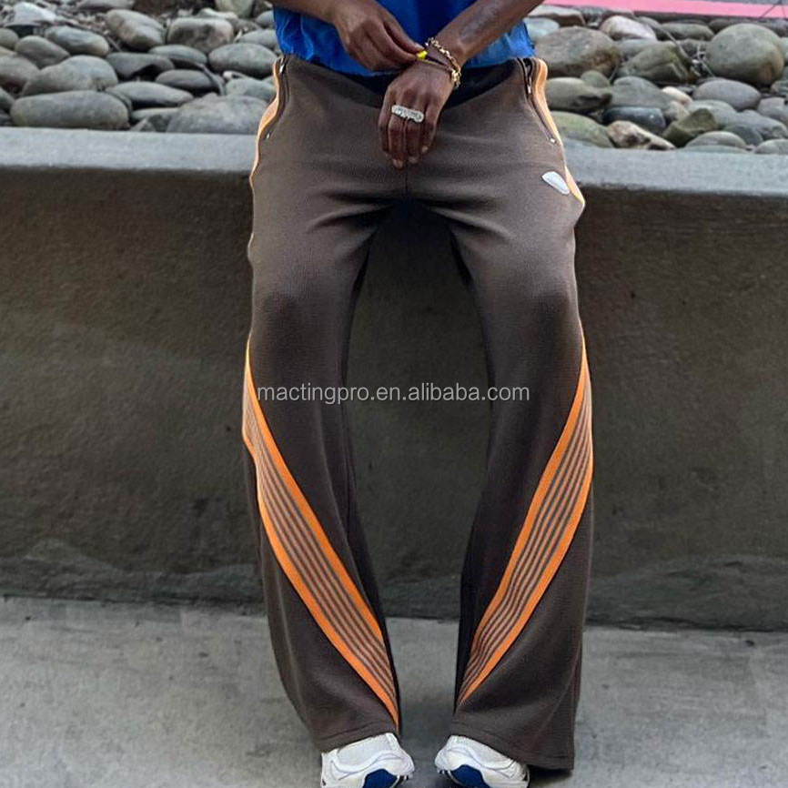 Custom Streetwear Casual Baggy Striped Wide Leg Pants for Men Lightweight Sweatpants