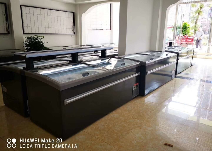 Auto Defrost Commercial Supermarket Combination Island Freezer For Frozen Food
