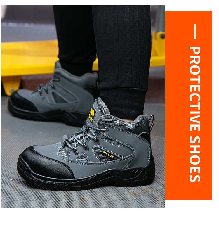 Oxford Cloth Security Boots Men PU Injection Sole Steel Plate Anti Proof Work For Mens
