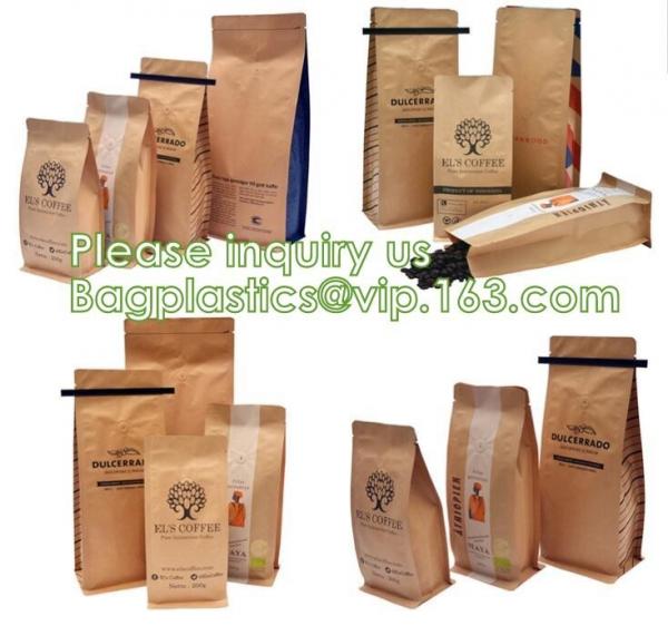 Biodegradable CompostMiddle Seal, K Bottom Seal, Flat Pouch, Luxury Coffee Beans Pouch Packaging Bags With One Way Valve