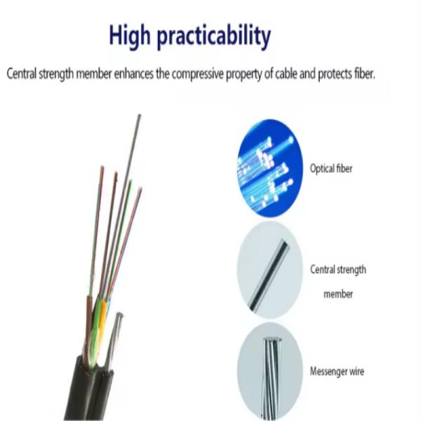 OEM 144 Core Outdoor Optical Fiber Aerial Cable Steel Wire Strand Self