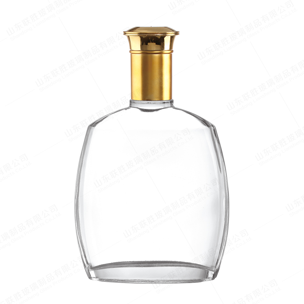 Transparent Glass Tequila Bottle with Gold Lids Large Size and Base Material Glass