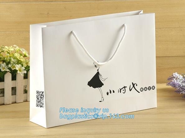 Luxury paper bags with handles Different Sizes,250gsm art paper shopping carrier bag custom printing with handle rope