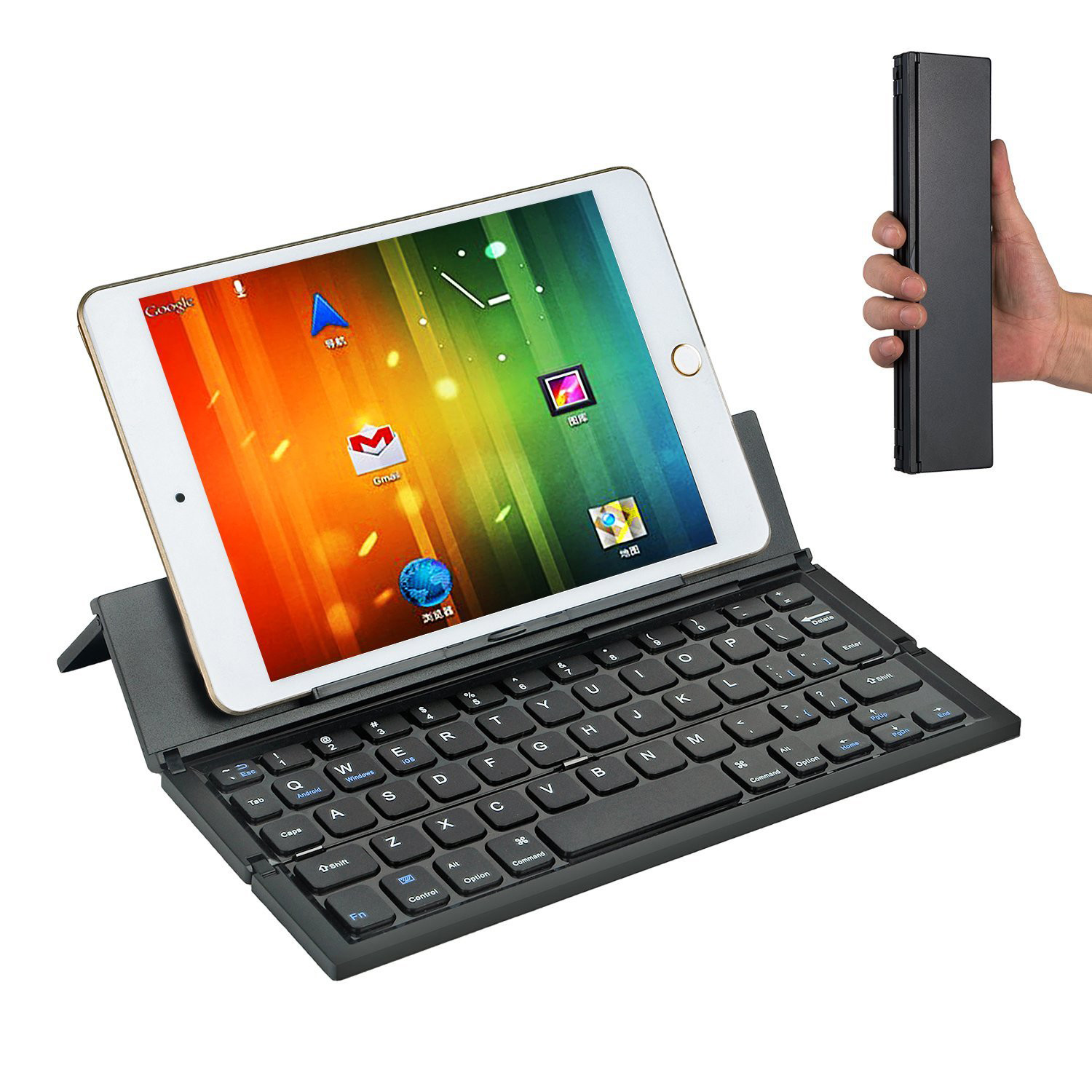 Three Level Metal Aluminum Alloy Foldable Bluetooth Keyboard Rechargeable Folding Wireless Keyboard