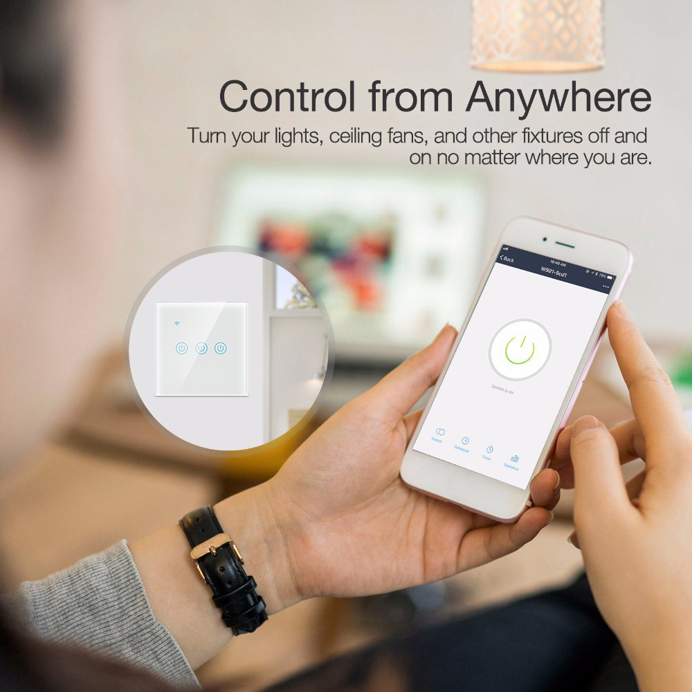 WiFi RF433 3 Gang Touch Switch 10A Three Gang Smart Light Switch