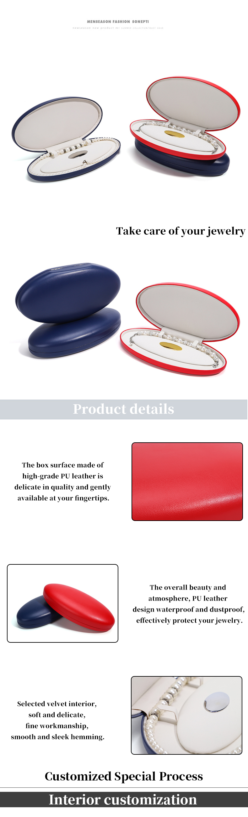 Custom Logo Jewelry Packaging Box for Ring and Necklace Bracelet Storage Hanhong PU Leather