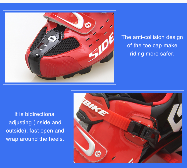 Self - Locking Red Mountain Bike Shoes Light Weight Fit Wide Range Of Foot Shapes