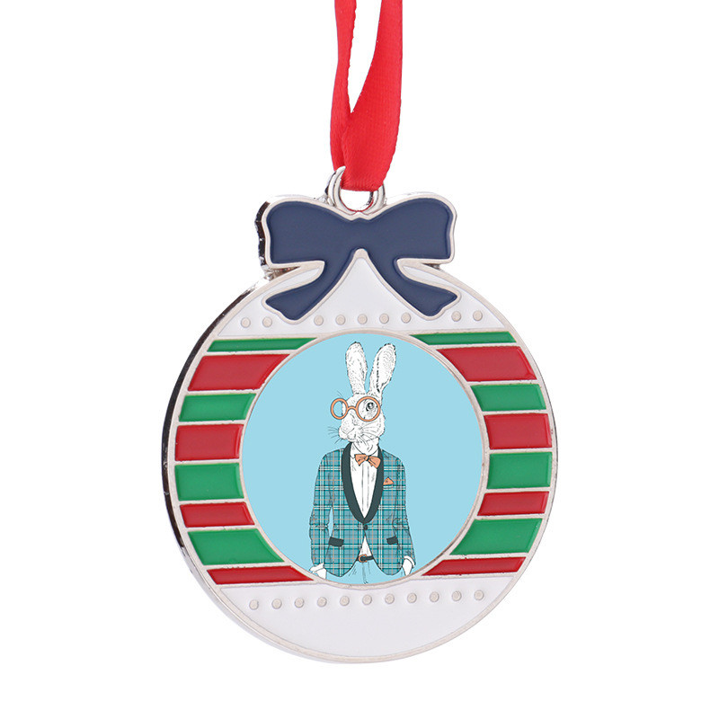 Christmas Tree Hanging Ornaments Sublimation Metal Christmas Pendant Heat Press Ornament For DIY
