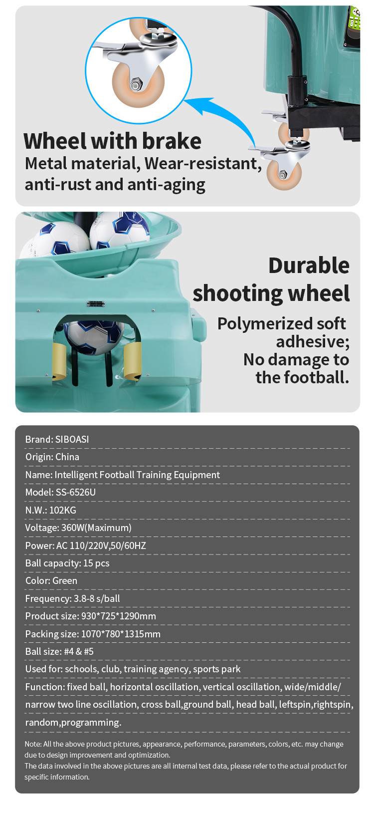S6526U Automatic Football Throwing Machine Remote Control For Training