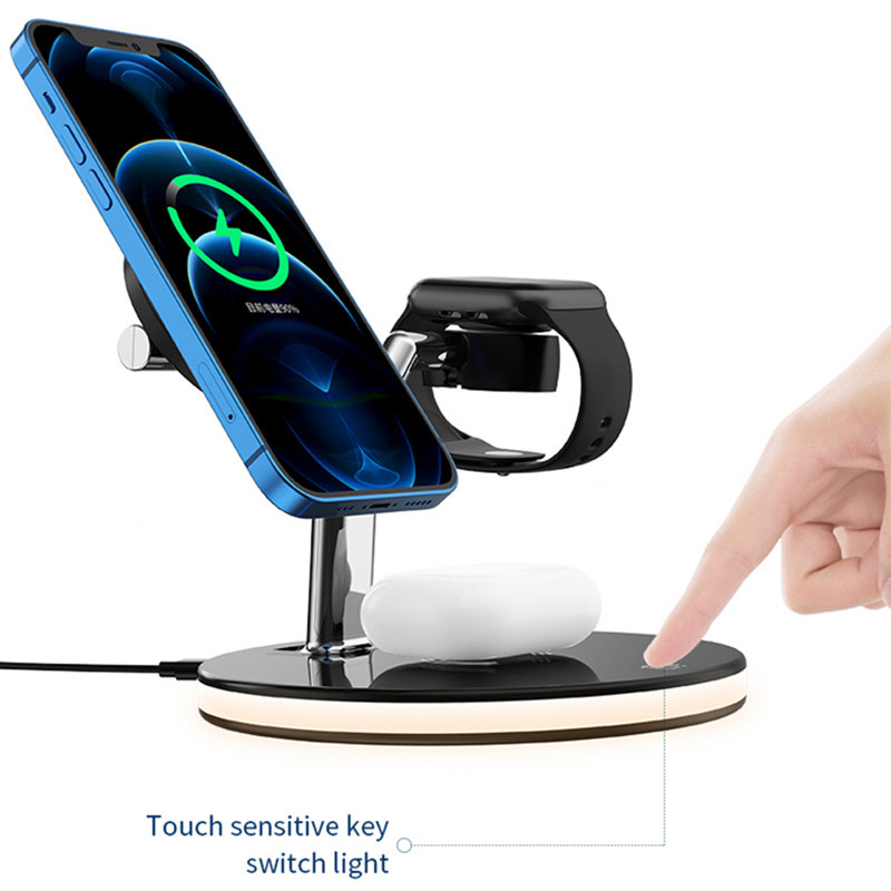 PC ABS 3 In 1 15W Magnetic Desktop Wireless Charger For Cell Phone
