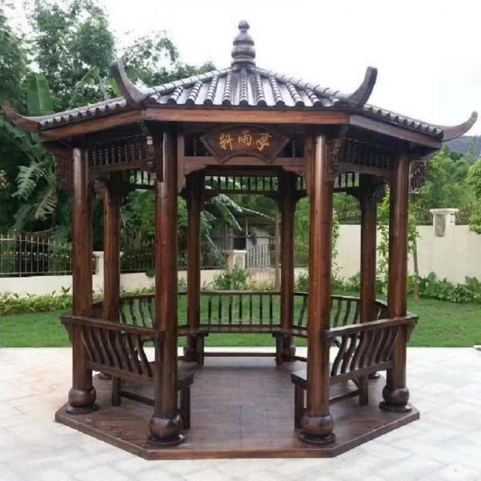 Pinus Sylvestris Chinese Wood Gazebo 2.6m Carbonating Backyard Wooden Gazebo 1