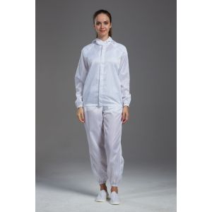 China Cleanroom ESD antistatic autoclaved sterilized jacket and pants white color for class 1000 or higer on sale