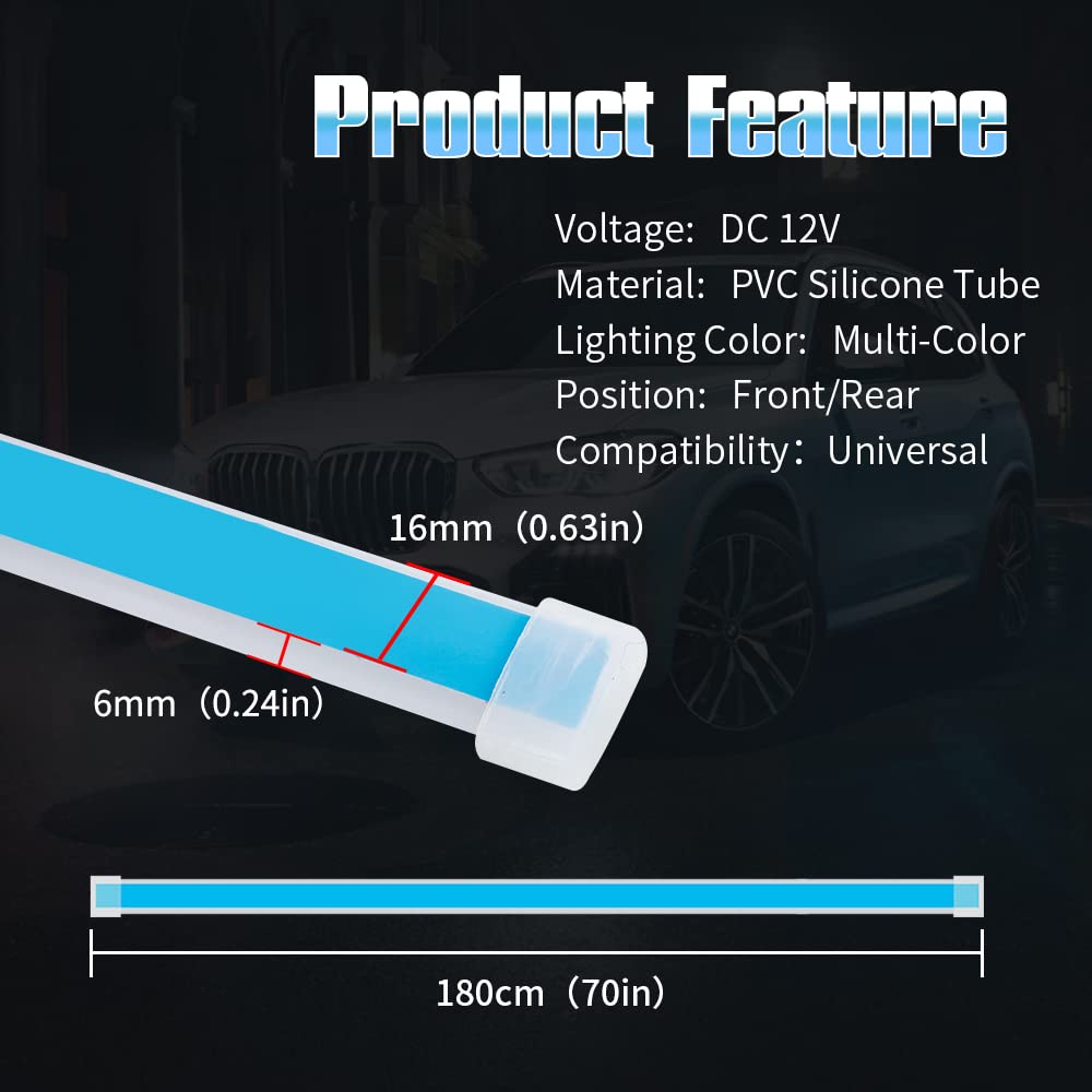 Car Engine Hood Decorative Headlights 12V RGB Multi-Color Waterproof Hood Light Strip