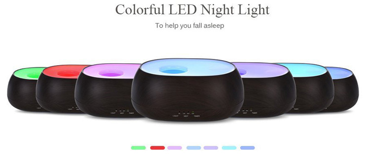Wood Grain IR Remote Control 500ml Aroma Essential Oil Diffuser