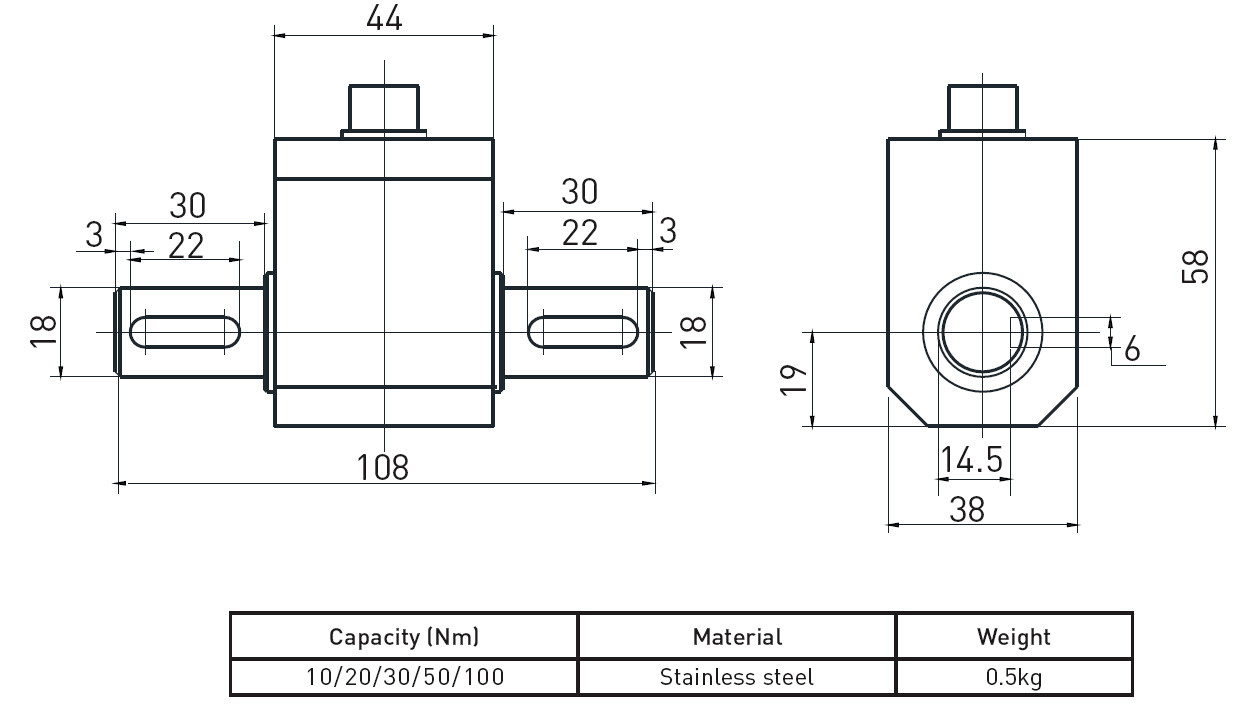 Column High Capacity Stainless Steel Load Cell Sensor For Torque Force Measurement