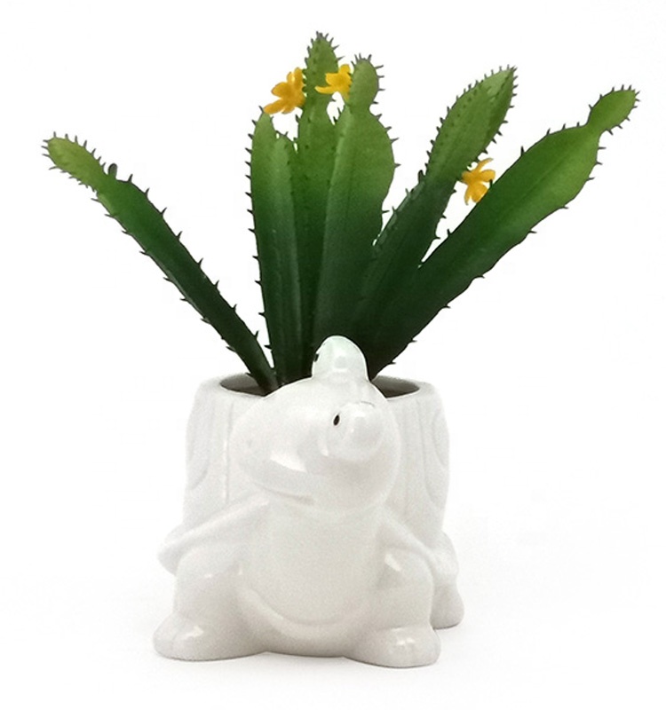 Hot sale custom white stoneware succulent 3D Snail shaped flower succulent pots planter