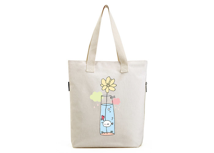 Shopping Stylish Tote Shopper Bag Canvas Eco Friendly With Zipper Closure