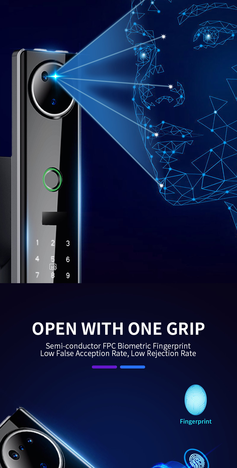 TH-Q9 3D face Front Door Lock