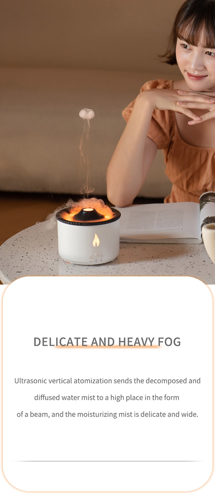 HOMEFISH Ultrasonic Aroma Humidifier Volcano Oil Diffuser 360ML USB Installation