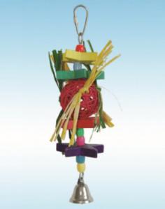 China natural wooden bird toys star kabob vine ball and raffia strings for conures on sale