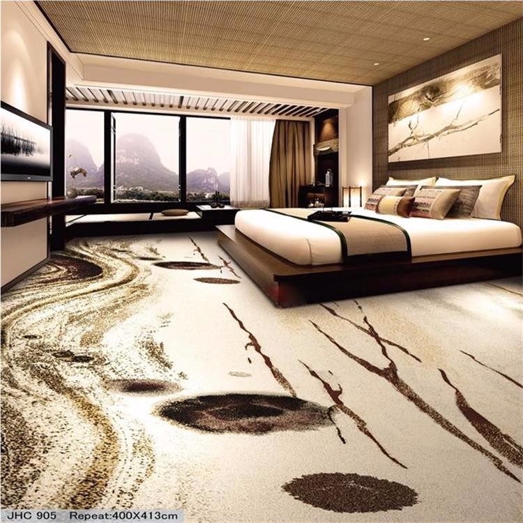 Chinese ink painting printed design nylon carpet for hotel room