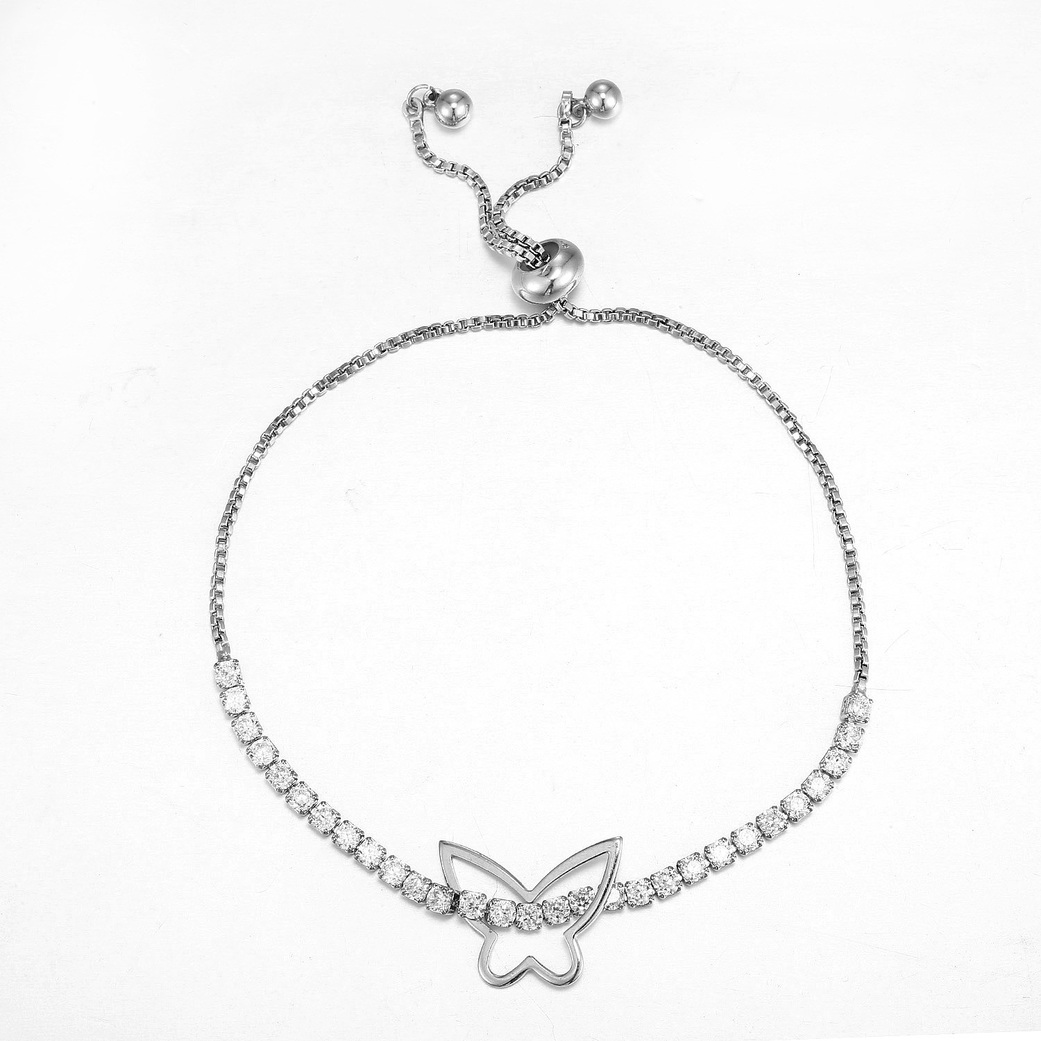 Butterfly 925 Silver CZ Bracelet 9.79g Sterling Silver Moonstone Bracelet