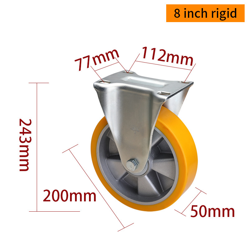 8 Inch Heavy Duty Aluminium Castor Wheels 600kg Load Plate Mount Ridgid Caster Wheels