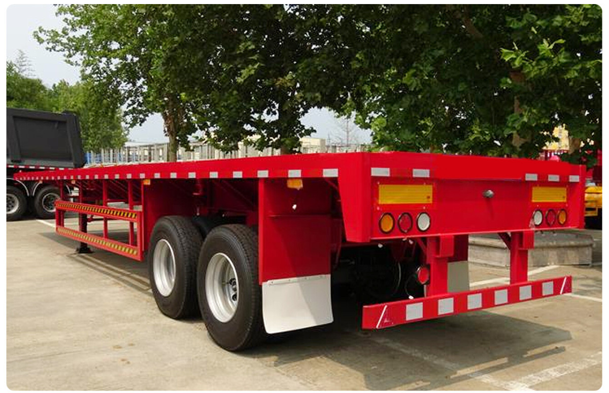 CIMC 2 Axle 30T high strength low alloy steel Q345 air or mechanical suspension 20ft Flatbed Container Semi Truck Trailer