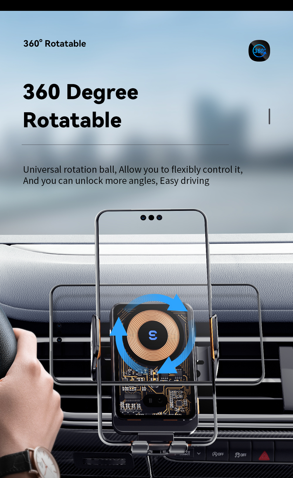 ESSAGER T11 Series Wireless Car Charger Holder Wireless Charging Phone Stand 5V/2A