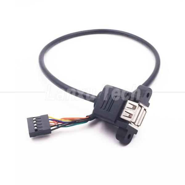 Quality Dual USB Type A 2 Ports Panel Mount USB to Dupont 9 Pin Header Connector Wire Cable for sale