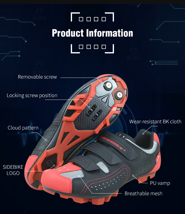 Self Locking Mens SPD Cycling Shoes , Mens Mountain Bike Trainers Dampproof