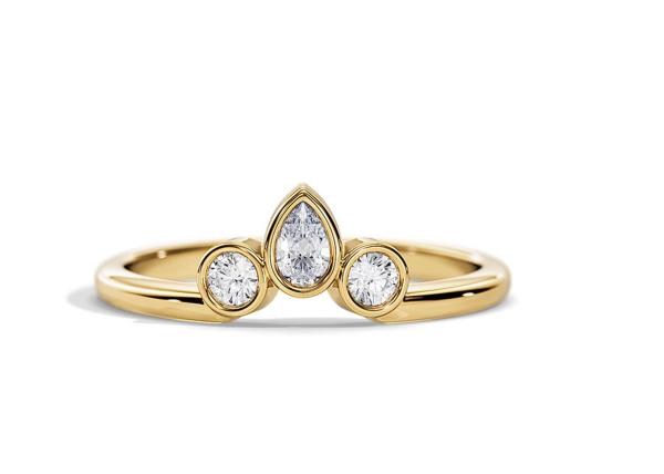 0.4CT V Shaped Wedding Band With Engagement Ring , 2MM Stackable Diamond Rings