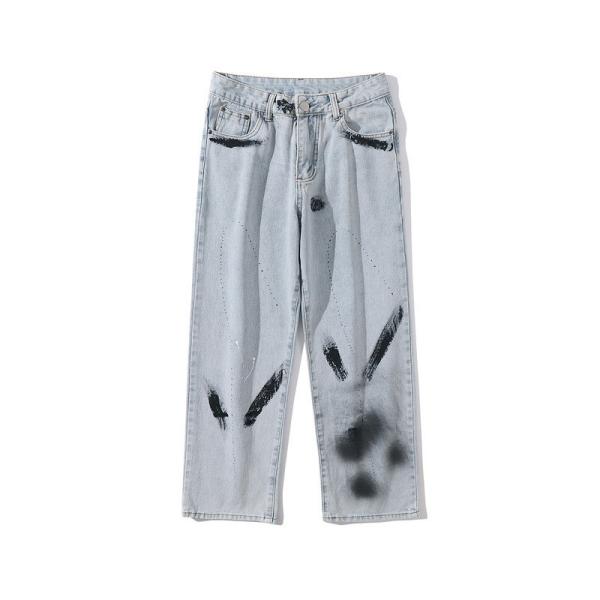 OEM Logo Hand Painted Straight Leg Jeans Graffiti Pants Factory Low MOQ