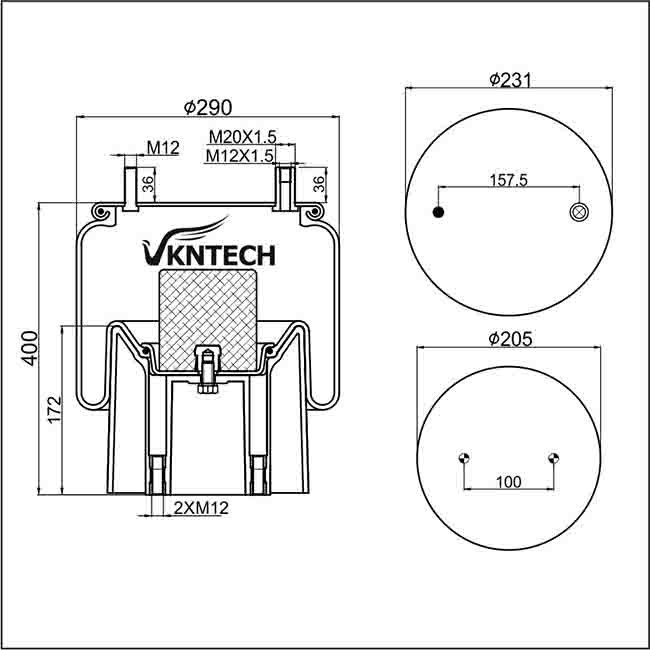 M078580 Gas-Filled Air Bag 4157NP03 Rubber Air Spring Suspension System/ Truck Parts Plastic Piston 90557233