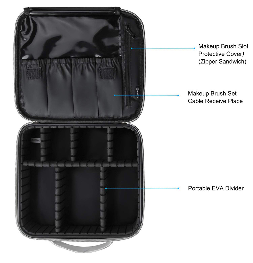 Zippered Women Travel Make Up Case With Adjustable Dividers