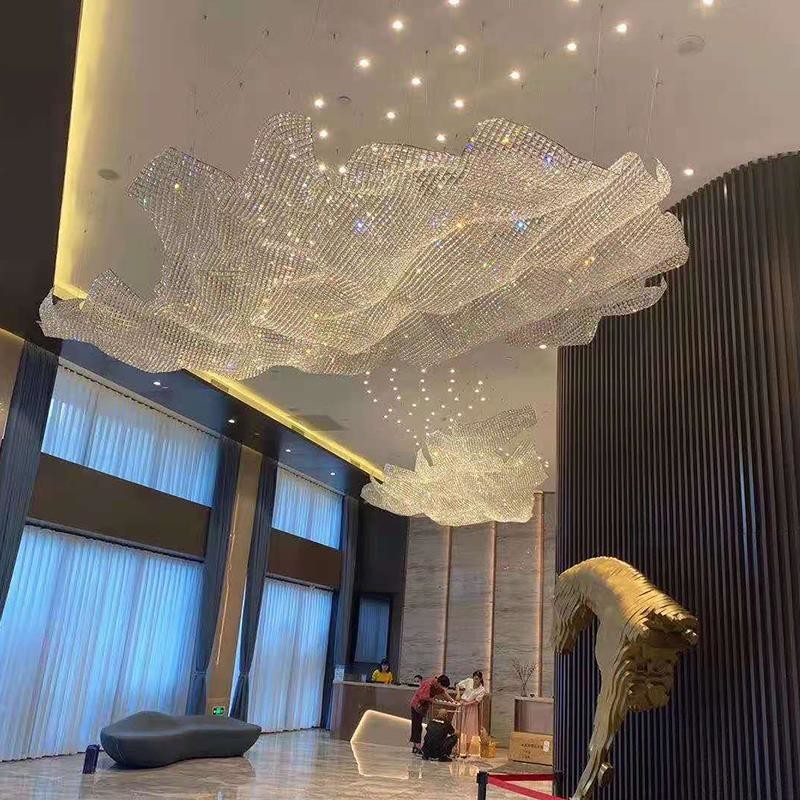 Modern Wave Crystal Chandelier Extra Large Crystal Chandeliers For High Ceilings