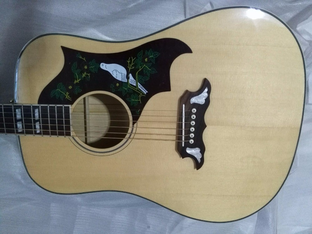 Best quality Dove style solid AAA spruce wood top flame maple back and side acoustic electric Guitar