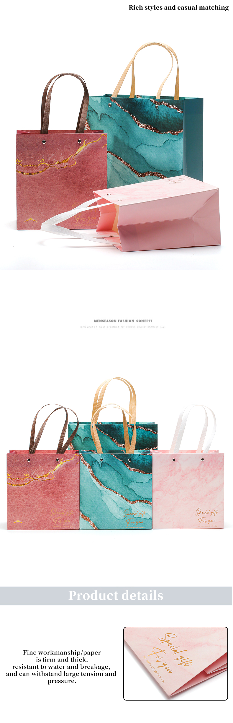 Upscale Luxurious Firm Cardboard Paper Tote Bag Luxury Packaging With Handles